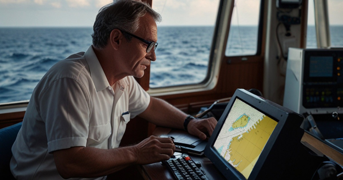 A navigator using an ECDIS.